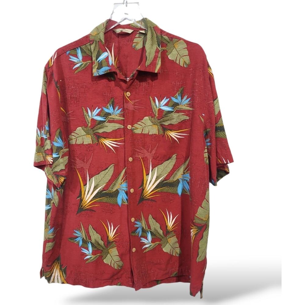 Paradise Collection Mens SZ XL Silk Hawaiian Button Down Shirt Short Sleeve